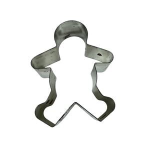 Vintage 5 Inch Silver Metal Gingerbread Man Christmas Cookie Cutter